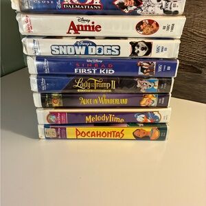 8 Disney VHS Collection with White and Blue Covers